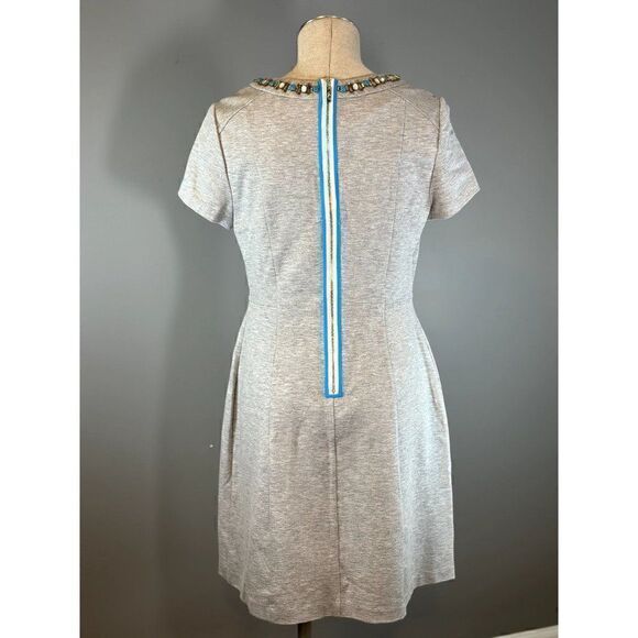 Eliza J Short Sleeve Jersey Knit Embellished Dress in Gray Size 8 - Picture 7 of 8